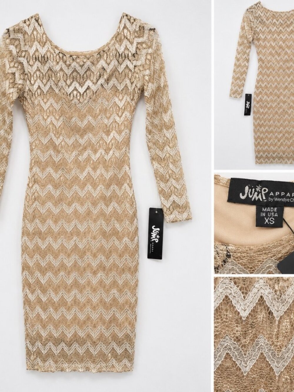 Wendye Chaplin Size Extra Small (XS) Jujie Apparel by Wendy Chaitin Gold Chevron